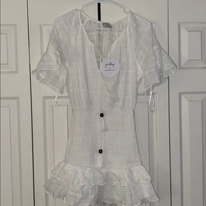 White ruffle and smocked dress